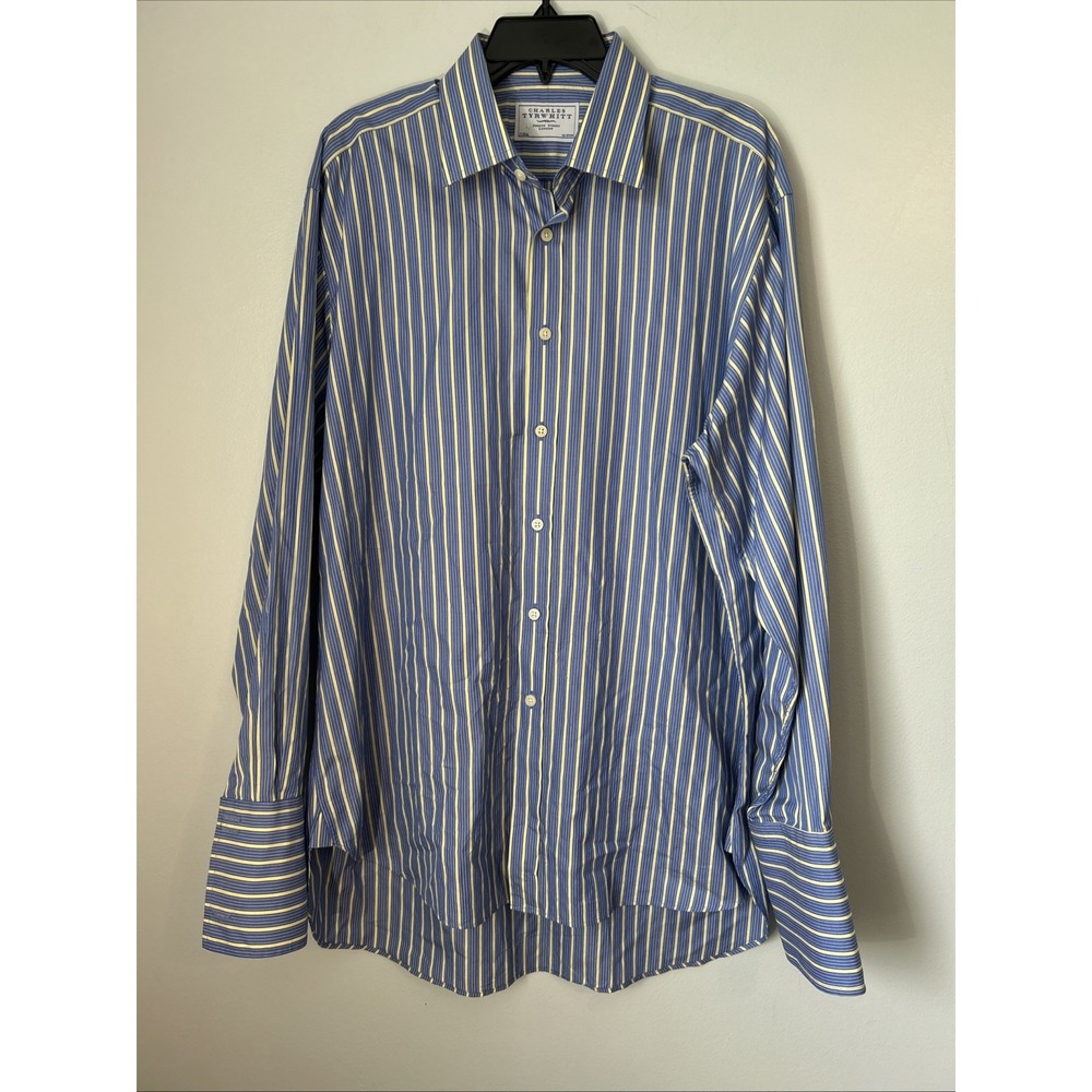 Blue and Yellow Striped Men's Shirt